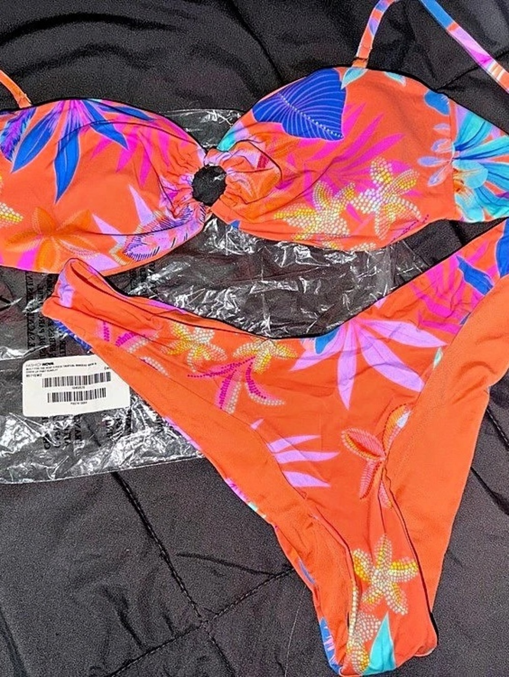 Fashion Nova Quinn Floral 2 Piece Bikini - Orange/combo & Purple